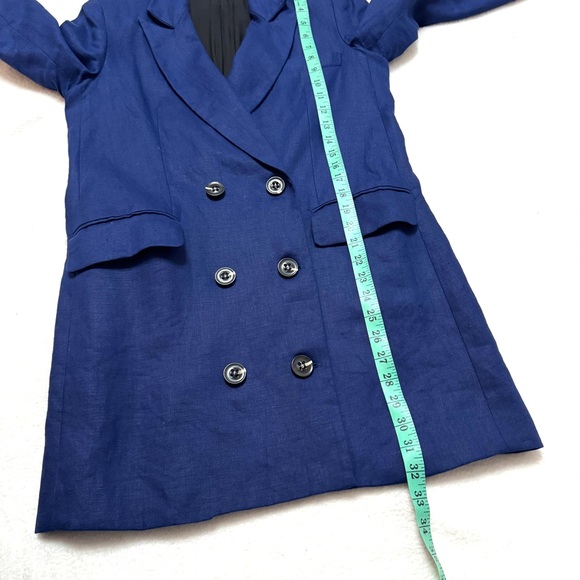 Reformation M Blue Maxwell 100% Linen
Blazer Dress Tuxedo Double Breast Jacket - Picture 8 of 9